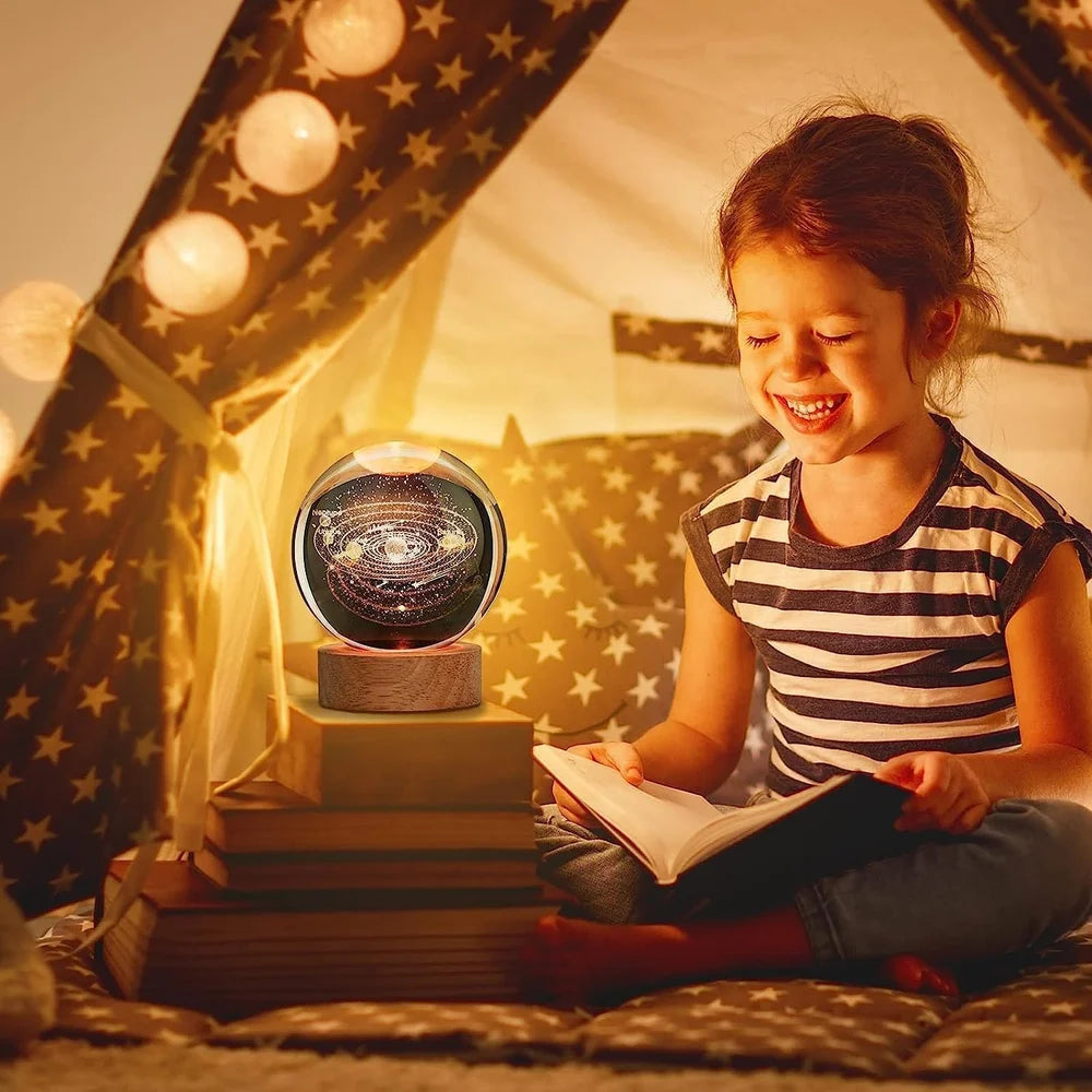 3D Space Galaxy Planet Crystal Ball Night Light ( 2 Piece )