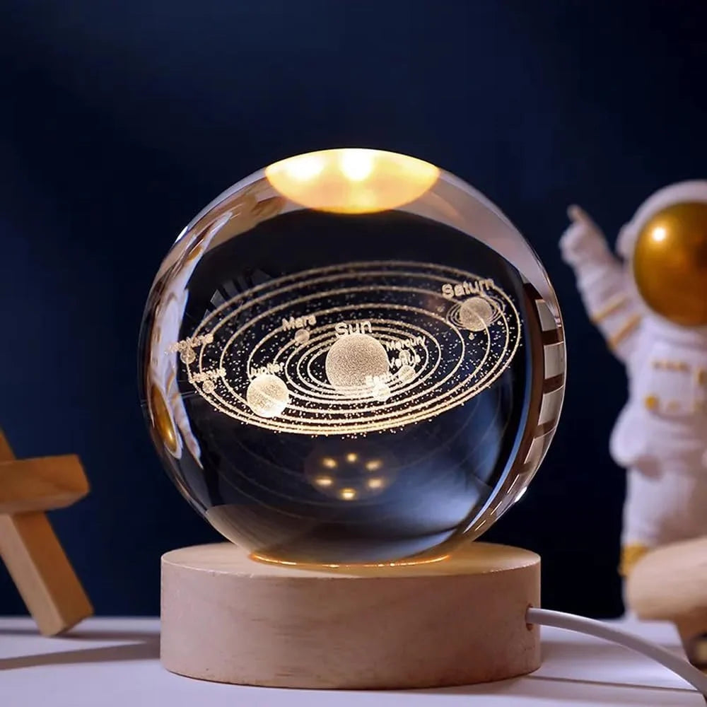 3D Space Galaxy Planet Crystal Ball Night Light ( 2 Piece )