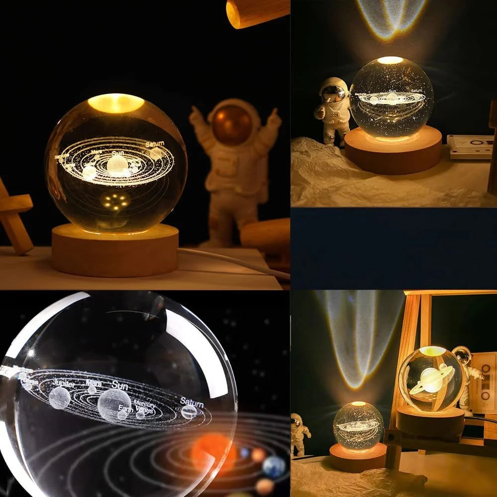 3D Space Galaxy Planet Crystal Ball Night Light ( 2 Piece )
