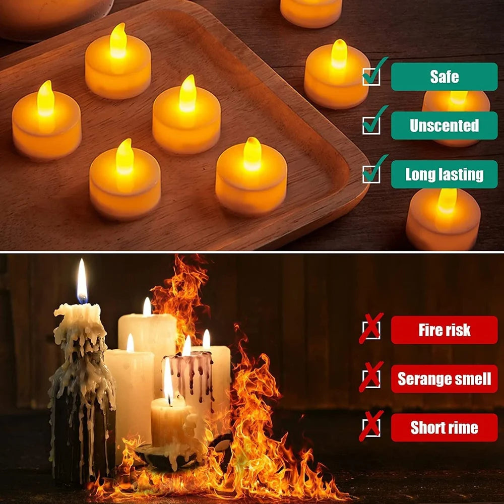 Battery Operated LED Candle Tealight Diya for Home Decor & Diwali Lights Decorative Lights for Home (12 Pieces)