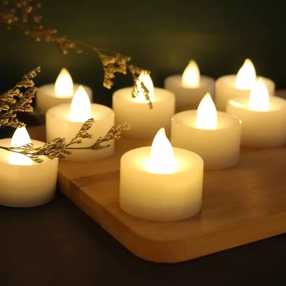 Battery Operated LED Candle Tealight Diya for Home Decor & Diwali Lights Decorative Lights for Home (12 Pieces)