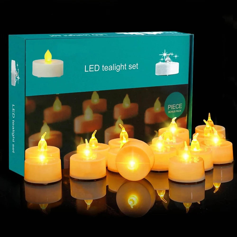 Battery Operated LED Candle Tealight Diya for Home Decor & Diwali Lights Decorative Lights for Home (12 Pieces)