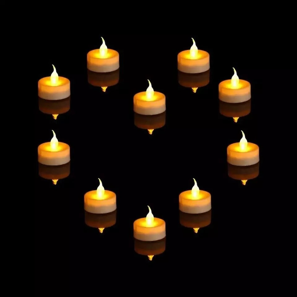 Battery Operated LED Candle Tealight Diya for Home Decor & Diwali Lights Decorative Lights for Home (12 Pieces)