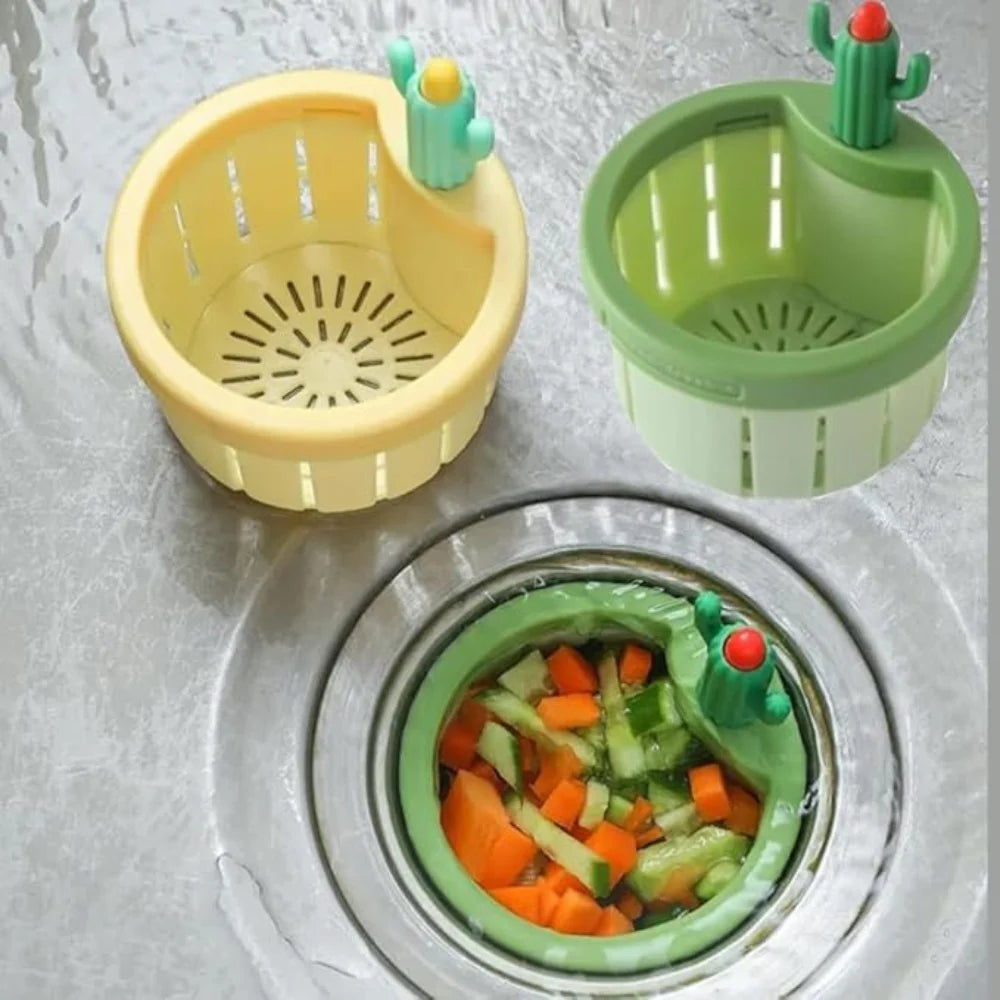 Cactus Kitchen Sink Drain Strainer Press Automatic Sink Drain Strainer Sink Drain Basket (2 Pieces)