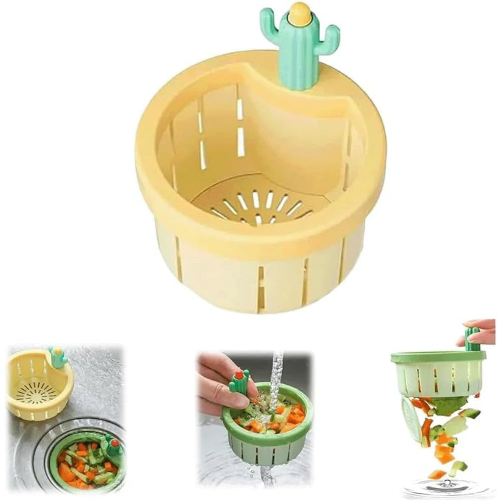 Cactus Kitchen Sink Drain Strainer Press Automatic Sink Drain Strainer Sink Drain Basket (2 Pieces)
