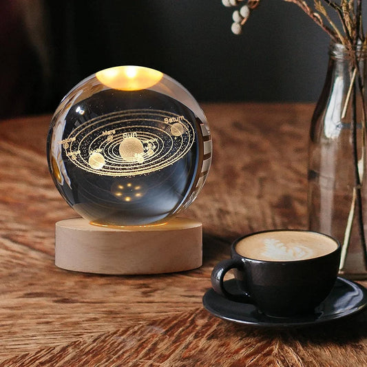 3D Space Galaxy Planet Crystal Ball Night Light ( 2 Piece )
