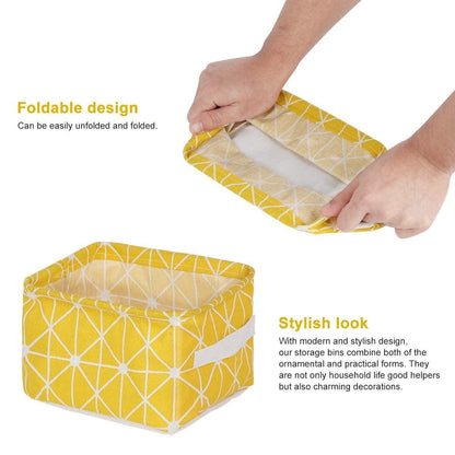 Foldable Multipurpose Storage Box Small || Canvas Fabric Basket with Handle (SET OF - 4)