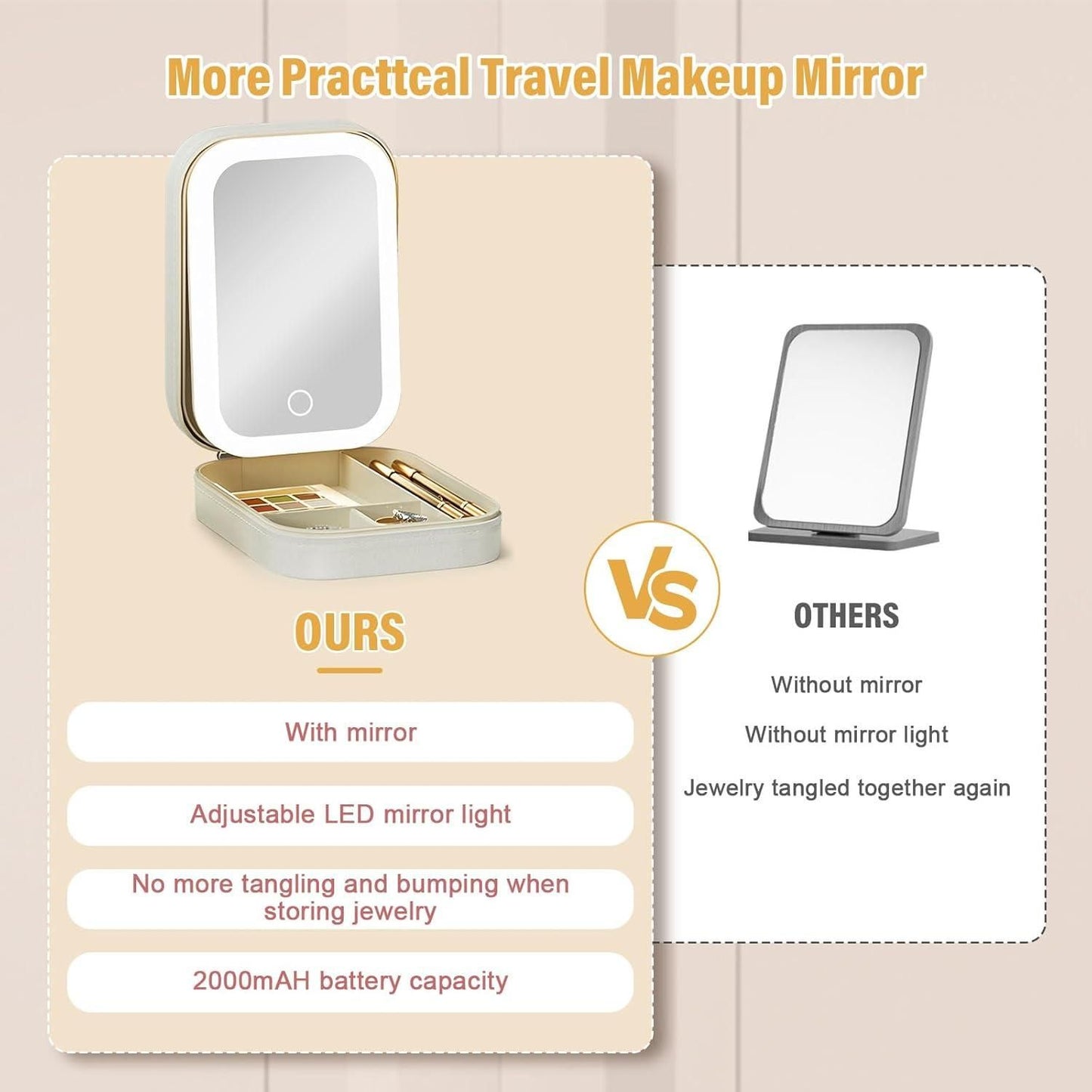 GlowBox Jewellery Organizer with LED Vanity Mirror