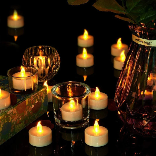Battery Operated LED Candle Tealight Diya for Home Decor & Diwali Lights Decorative Lights for Home (12 Pieces)