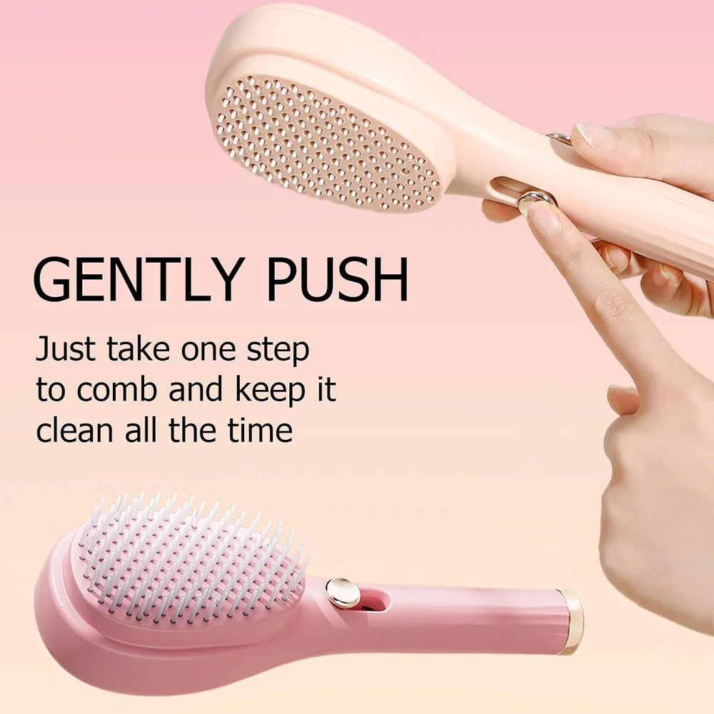 Telescopic Massage Comb Self Cleaning Brush One Click Cleaning Comb One Pull Clean Hairbrush