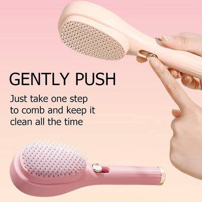 Telescopic Massage Comb Self Cleaning Brush One Click Cleaning Comb One Pull Clean Hairbrush