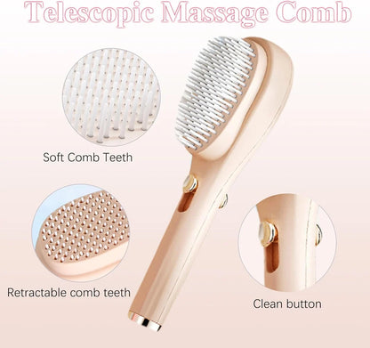 Telescopic Massage Comb Self Cleaning Brush One Click Cleaning Comb One Pull Clean Hairbrush