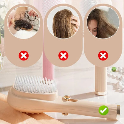 Telescopic Massage Comb Self Cleaning Brush One Click Cleaning Comb One Pull Clean Hairbrush