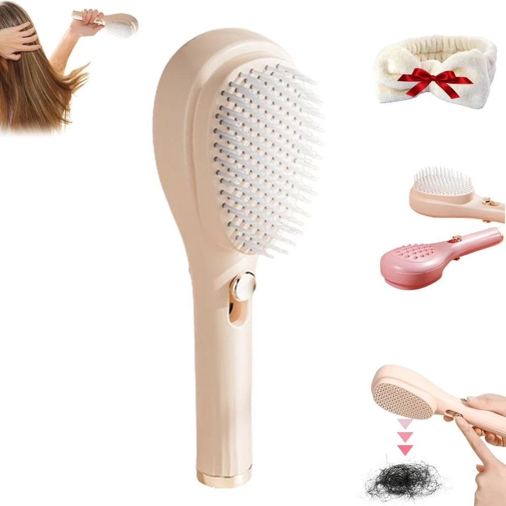 Telescopic Massage Comb Self Cleaning Brush One Click Cleaning Comb One Pull Clean Hairbrush