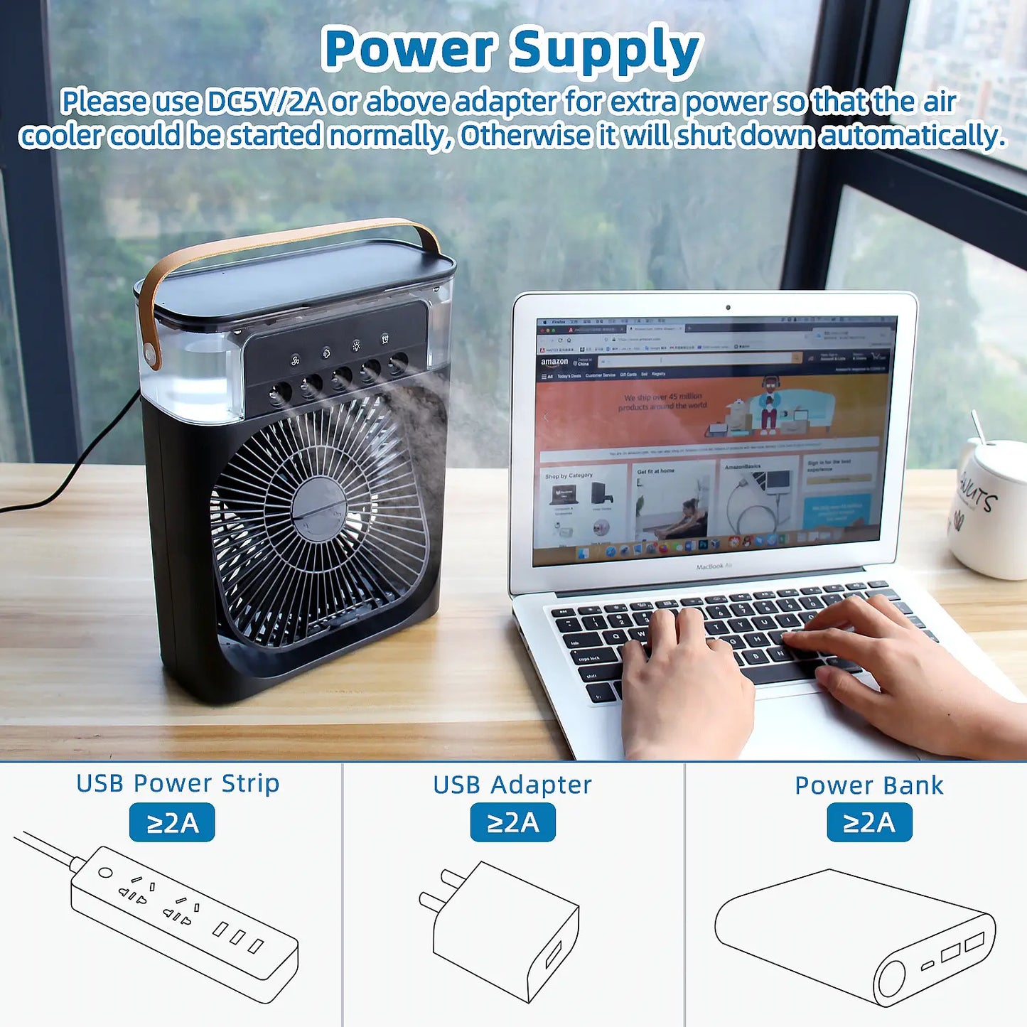 Newpicks Mini Air Cooler fan | USB Electric Fan |Personal 3 Speeds Evaporative Air Cooler Small Spray Mist Desk Fan