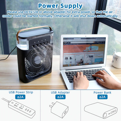 Newpicks Mini Air Cooler fan | USB Electric Fan |Personal 3 Speeds Evaporative Air Cooler Small Spray Mist Desk Fan